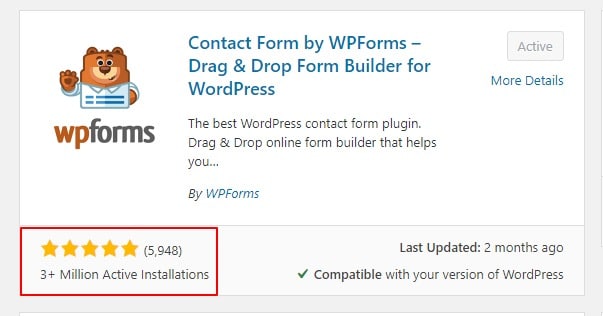 reviews and ratings wpforms in wordpress