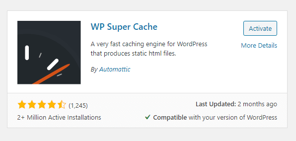 wp super cache ratings and active installations in wordpress