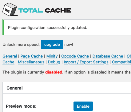 W3 Total Cache Disabled
