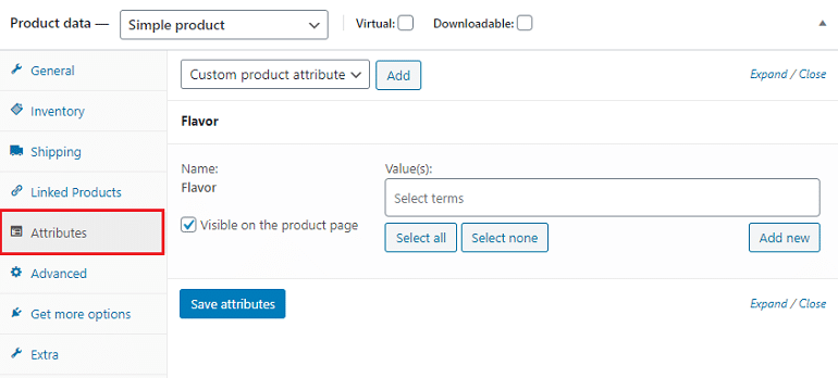 attributes in product data