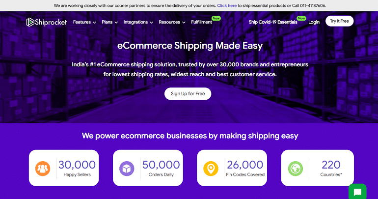 shiprocket ecommerce logistics shipping solutions