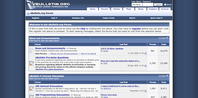 vBulletin org Forum Still in Vbuleltin 3