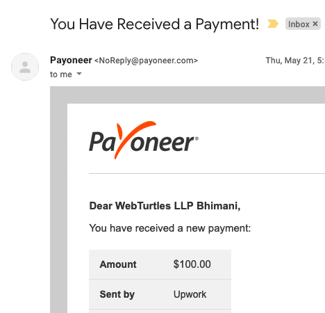 Payoneer Email for Upwork Payment