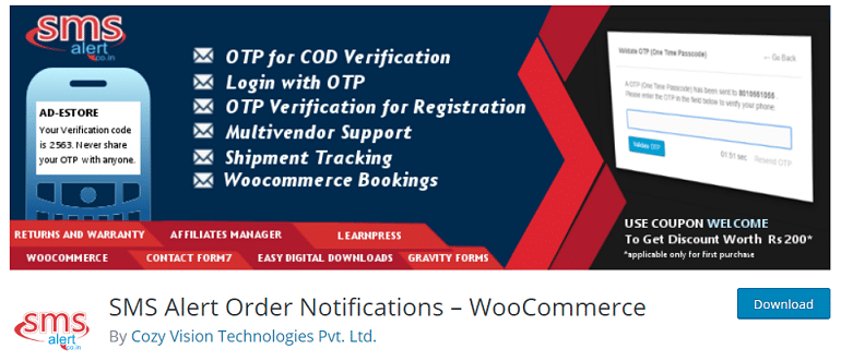 sms alert order notifications woocommerce wordpress plugin